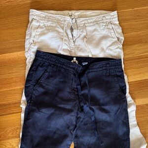 J. Crew Linen Pant Bundle - Navy and Cream